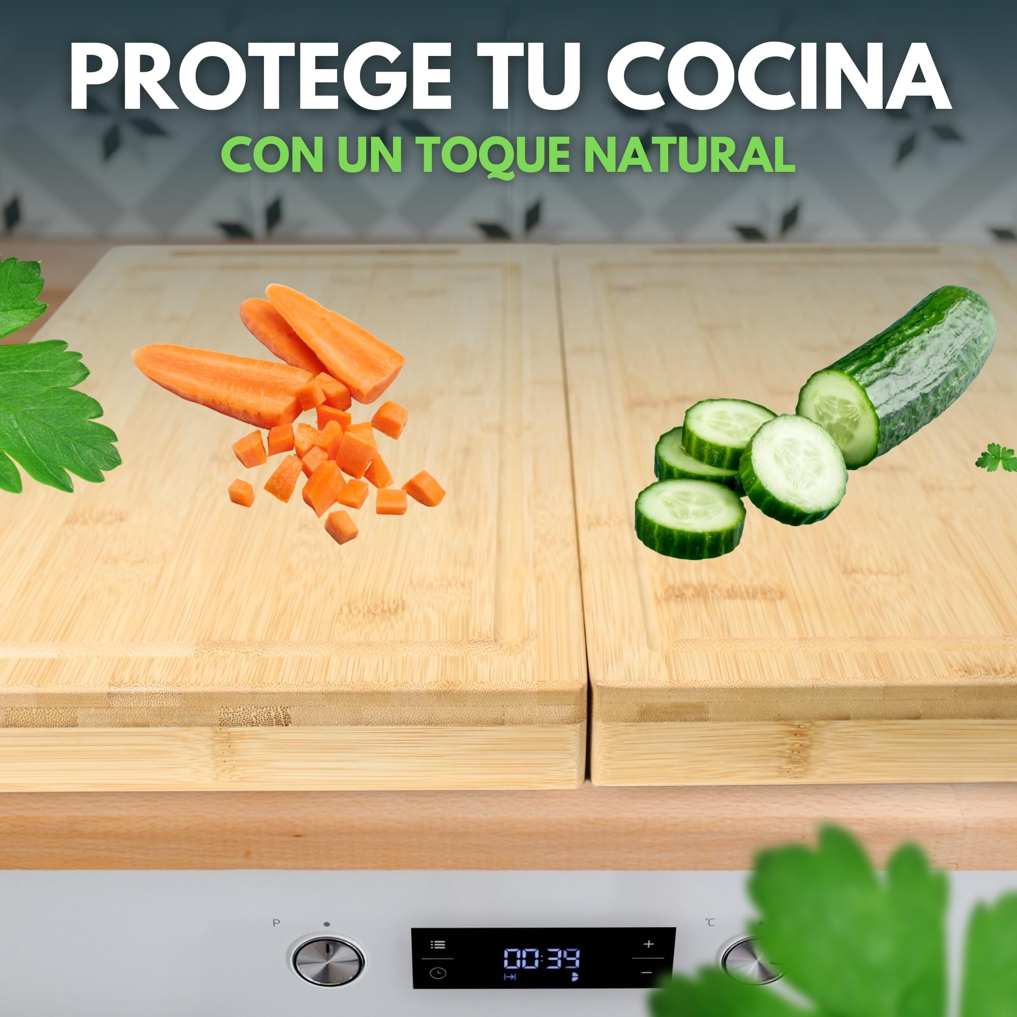 2 piezas cubre vitrocerámica 100% bambú Antideslizante - protector vitroceramica induccion -cubre vitroceramica Universal- tapa vitroceramica -protector encimera -tapa para vitroceramica