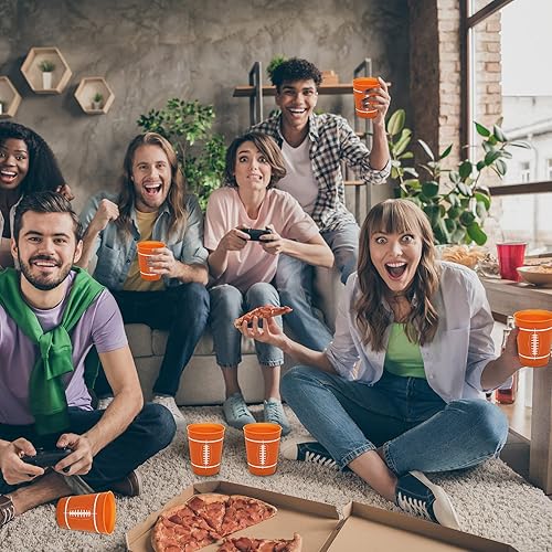 Miniatura 5 de 24 vasos de plástico reutilizables para fútbol, suministros para fiestas, día del juego deportivo, vasos de plástico reutilizables de 12 onzas,