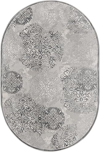 Miniatura 3 de Unique Loom Aberdeen Collection - Alfombra Chatsworth (5 pies 3 pulgadas x 8 pies, ovalada, grismarfil)