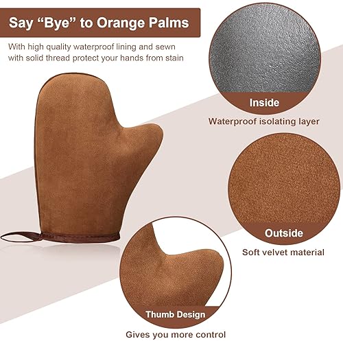 Miniatura 3 de Kit de aplicador de manoplas autobronceadoras de 4 piezas 2 manoplas autobronceadoras sin sol 2 piezas aplicador de espalda suave aplicador de