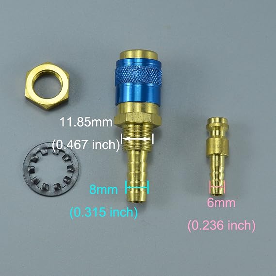 RIVERWELD Argon Quick Connect Fittings Hose Connector Blue Color