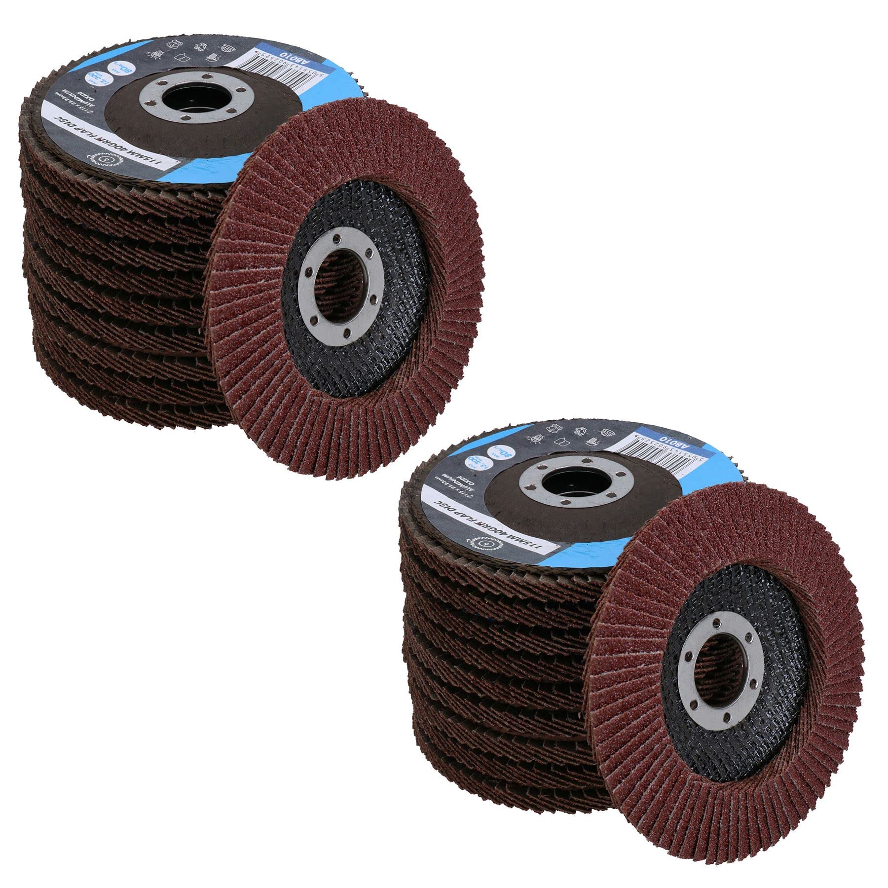 Ab Tools 40 Grit Coarse Flap Sanding Grinding Discs For 4.5” (115Mm) Angle Grinders 20Pk