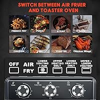 Vista 5 de Combo de Horno Tostador y Freidora de Aire de 10QT, Horno Freidora de Aire con 5 Funciones en 1, Control de 3 Perillas y Ventana Visible, Cocción