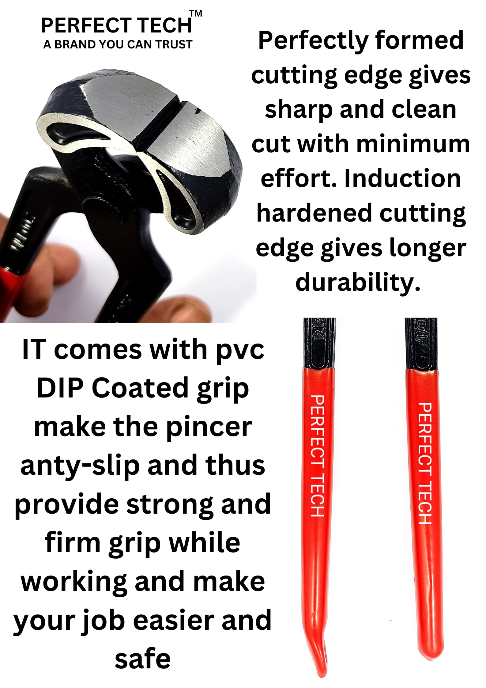 PERFECT TECH 8 Inch Drop Forged Cobler Pincer | Steel Pincer/Nail Puller/Nail Cutter | Pincers Tools Pliers | Pincer For Woodworking And General Works | Tools Kit | 2 in-1 Multi Purpose | Heavy Duty 4