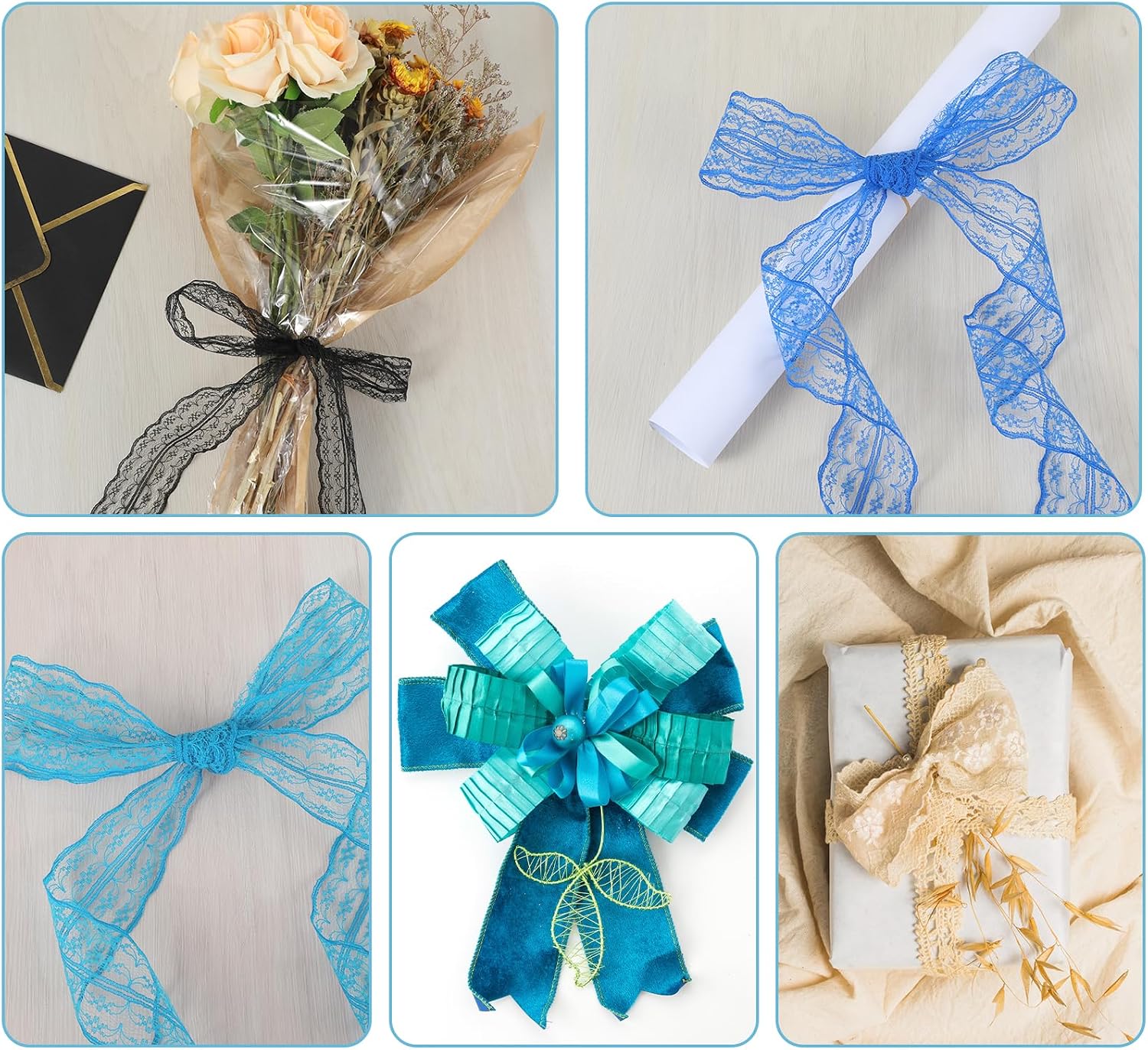 12 Rolls 60 Yards Lace Ribbon, Lace Fabric 1.77In /4.5 cm Wide, Bilateral Floral Ribbon for Sewing DIY Crafts, Dress Embellishments, Hair Bow Making, Gift Wrapping (12 Colors)