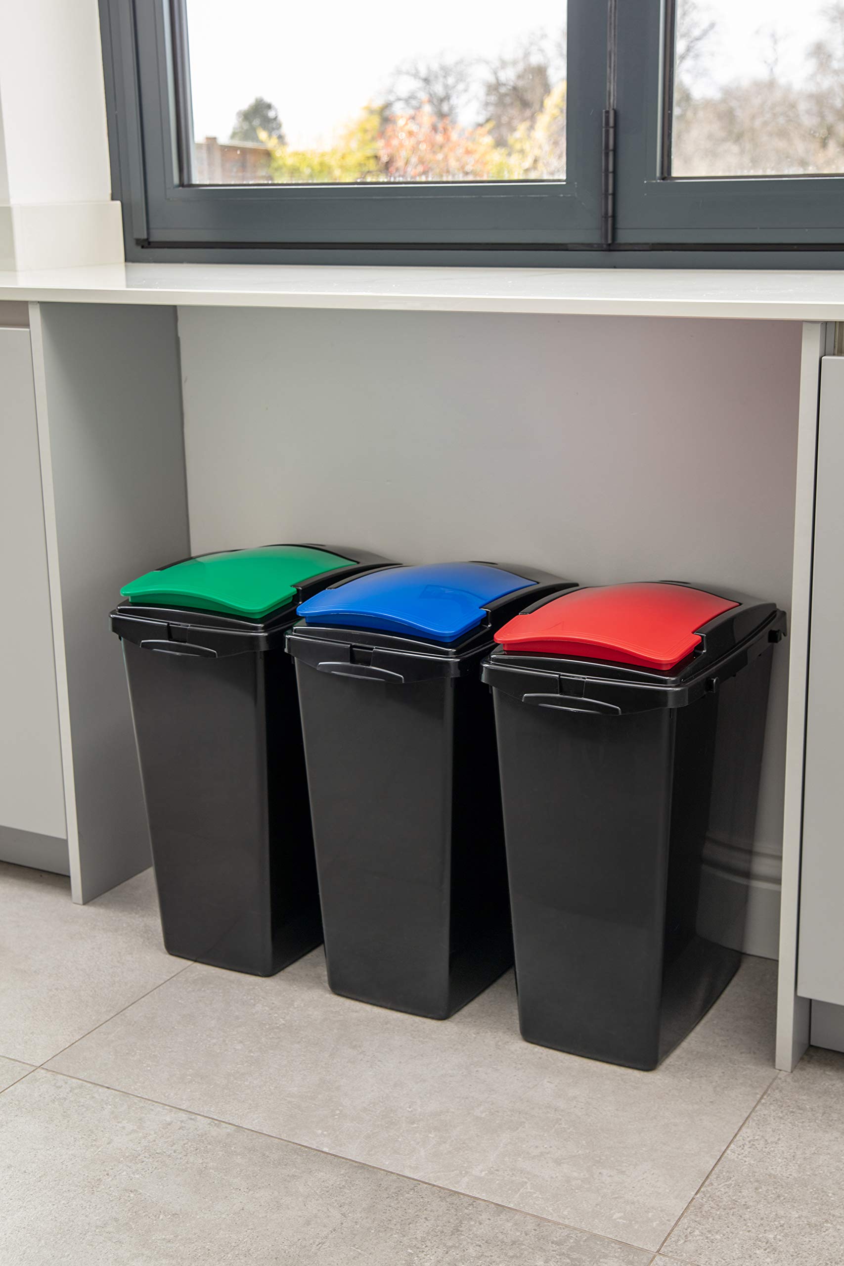 Addis Recycling 40 Litre Set of 3 Waste Utility Plastic Bins