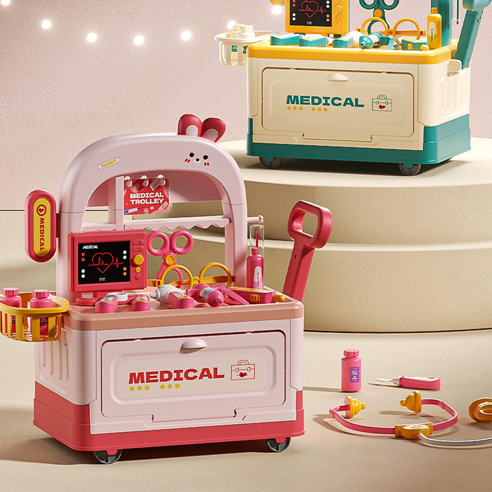 XAGMODSHN Juego Médico Realista Juguete para De Imitación Niños Incluye Carrito Herramientas Médicos Instrumento Juegos rol Doctor Niños