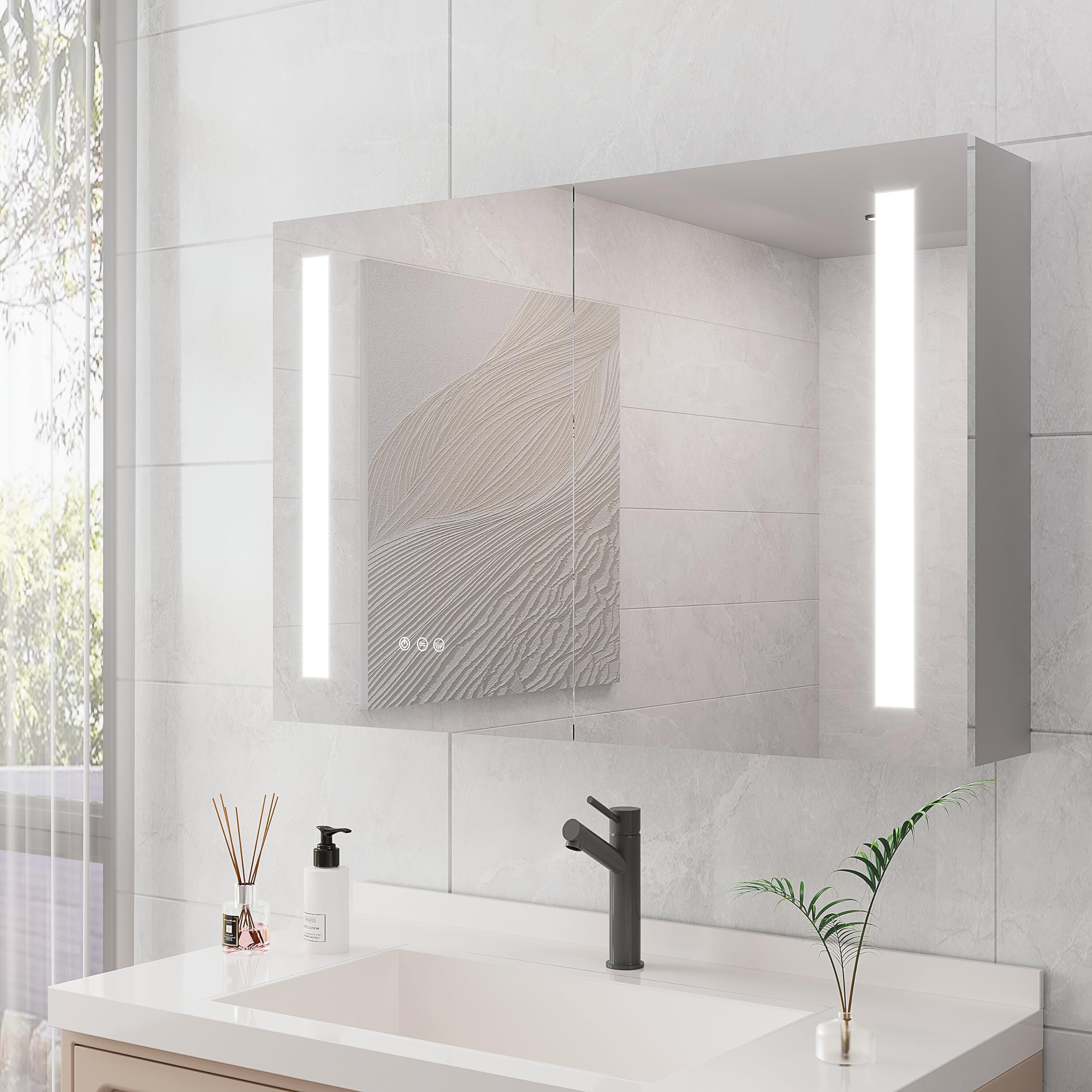 LED Mirror Cabinet Large Storage Capacity 36X24 inches