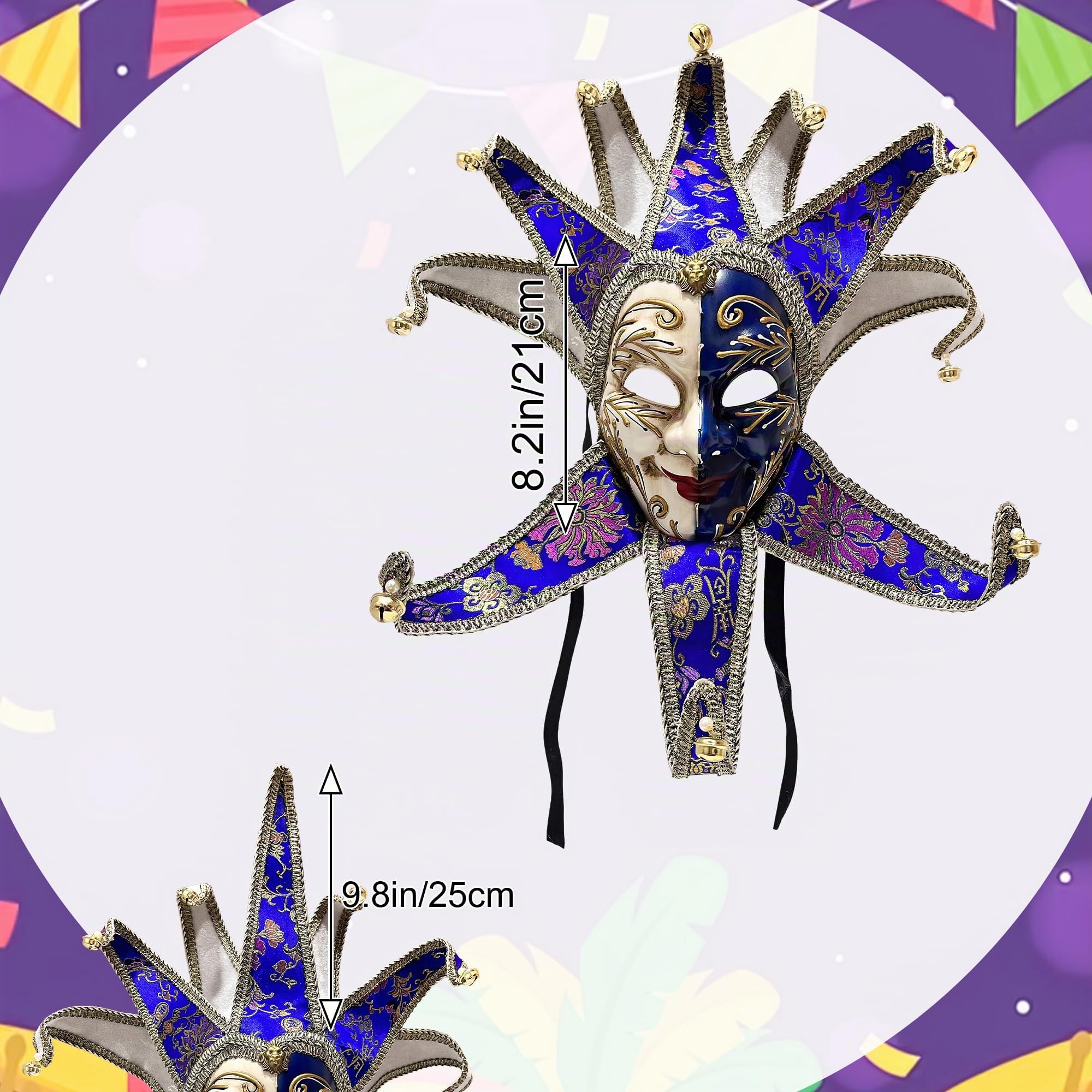 Máscara Veneciana del Bufón de Modelo Vintage para Carnaval Halloween Navidad Cosplay Fiesta Bola de Fantasía
