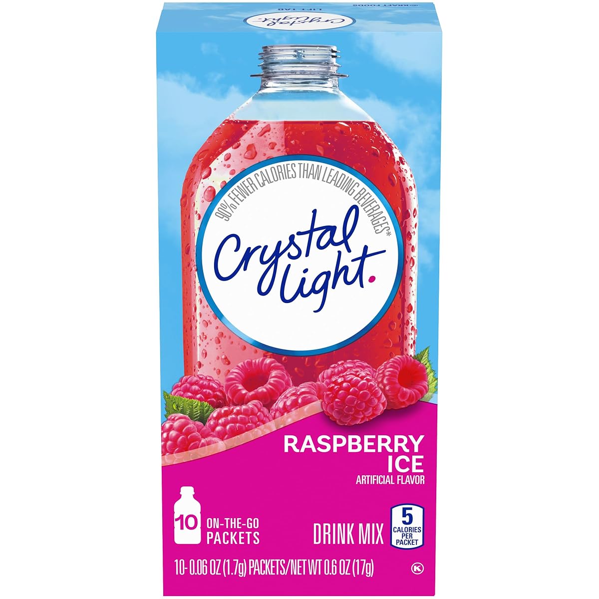 Crystal Light Powdered Drink Mix, Raspberry Ice, 10 CT
