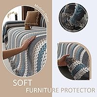 Vista 171 de VClife funda boho de sofá de felpilla para sofá seccional, funda antideslizante para sofá de 2 plazas, protector para mascotas con borlas, funda