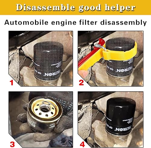 Miniatura 6 de GKmow 1 llave multiusos para correa de cinturón de automóvil para filtro de 5.11 pulgadas, llave de vehículo ajustable de metal para reemplazar el