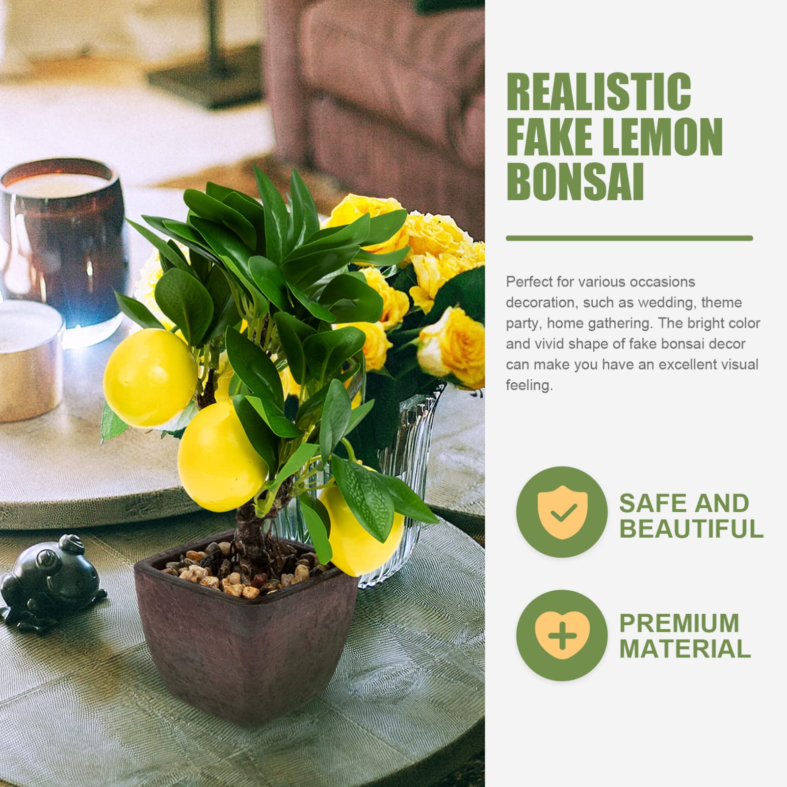 Amazon｜GARVALON フェイクレモン盆栽の装飾 人工レモン盆栽 家用