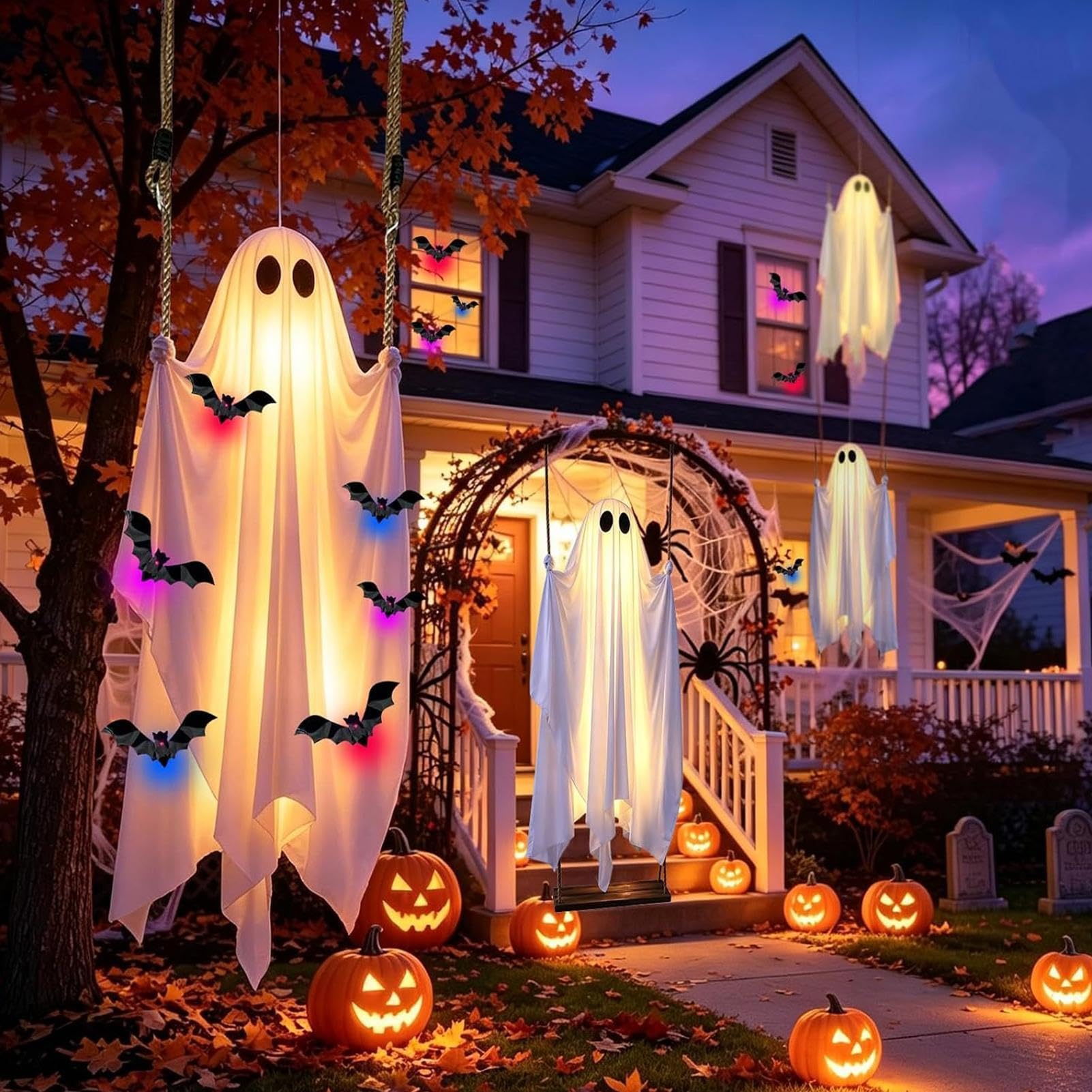 Decorazione Fantasma Halloween Ornamento Bambola Spaventosa Fluttuante per | Con A Filo E Luminoso Altalena Spettrale Per Interno Giardino Recinzione Cortile Casa Stregata