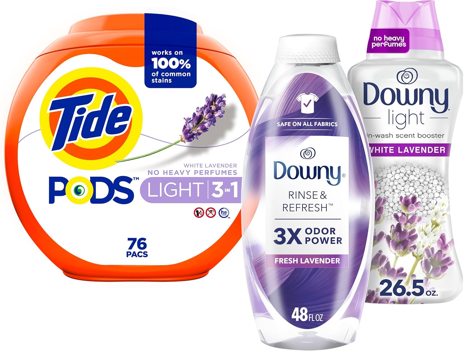 Tide PODS Light Laundry Detergent, White Lavender Scent, 76 count + Downy Rinse