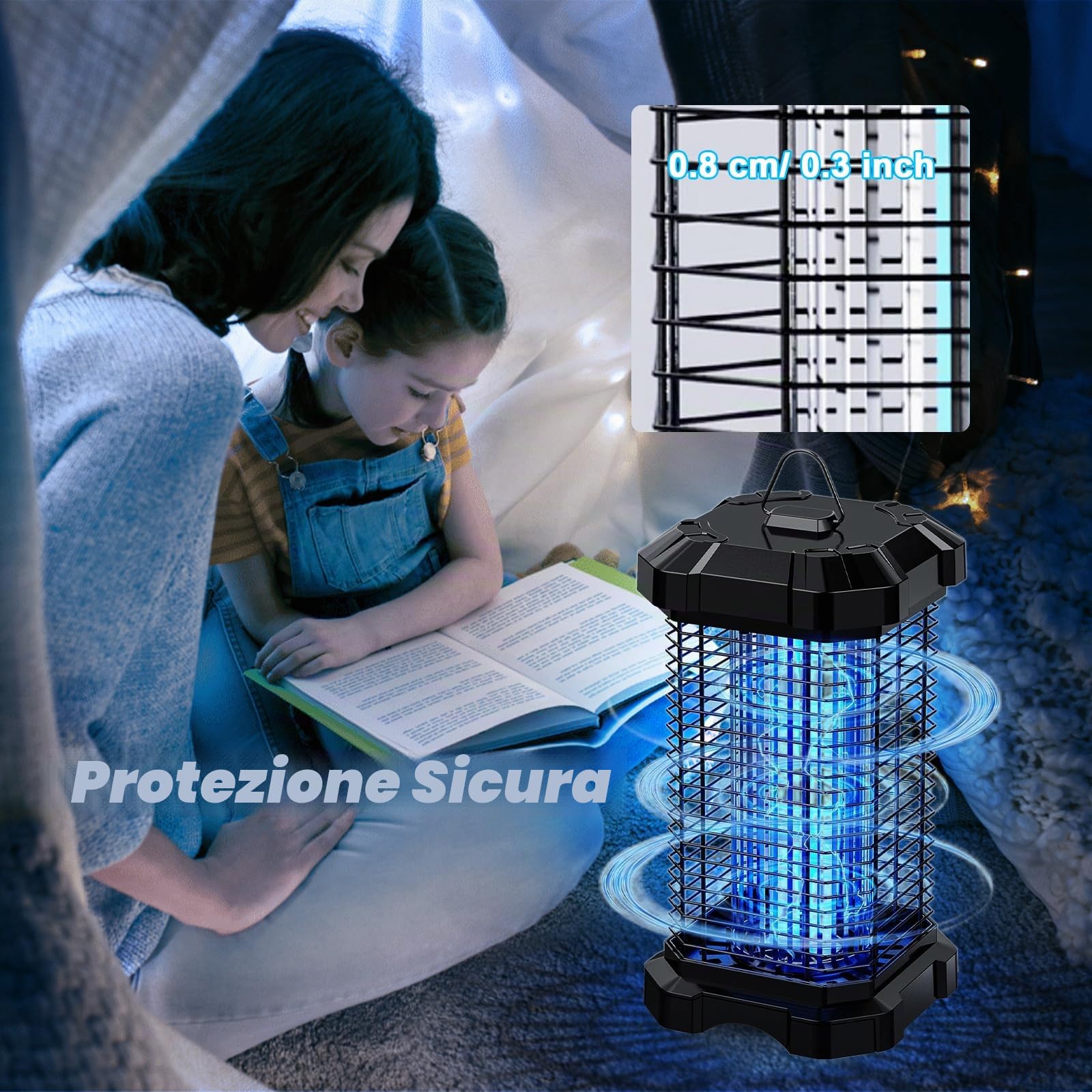GIBOHOM Lampada Antizanzare, 4200V 18W UV Zanzariera Elettrica Efficace Portata 190 M², Lampada Zanzare Impermeabile IP44 Non Tossico Ecologico, Lampada Anti-zanzara per Interni, Esterni, Giardino