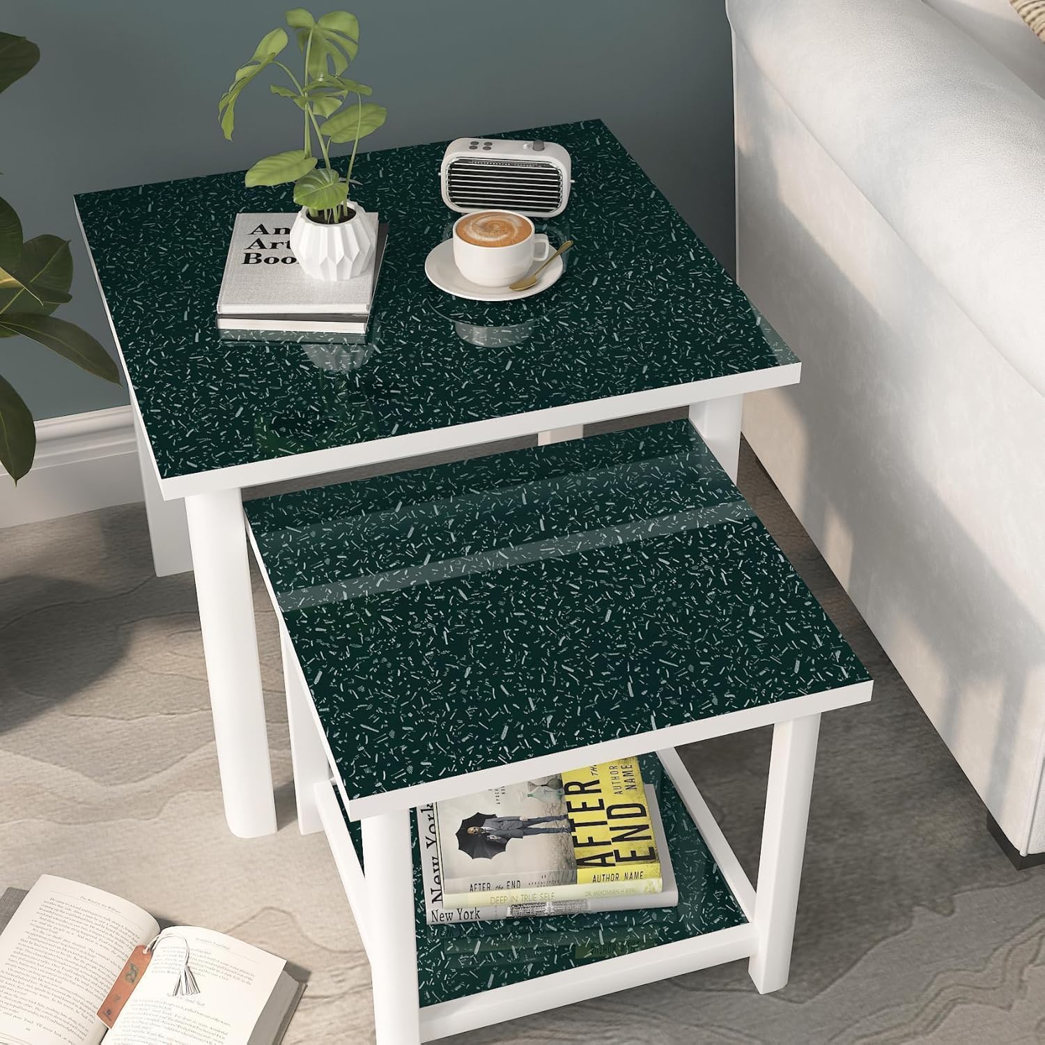 Decotalk 30"x120" Green Granite Counter Top Peel and Stick Waterpoof Contact Paper Dark Green Countertops Peel and Stick Contact Paper Granite Countertop Vinyl Wrap for Kitchen Countertop Cover