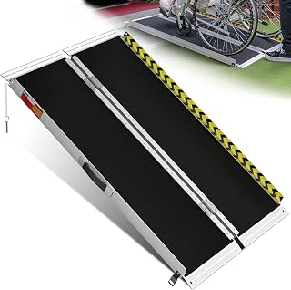 VNN 4FT Portable Aluminum Wheelchair Ramp - Non-Slip 800LB Capacity for Home Steps, Doorways, Handicap Access