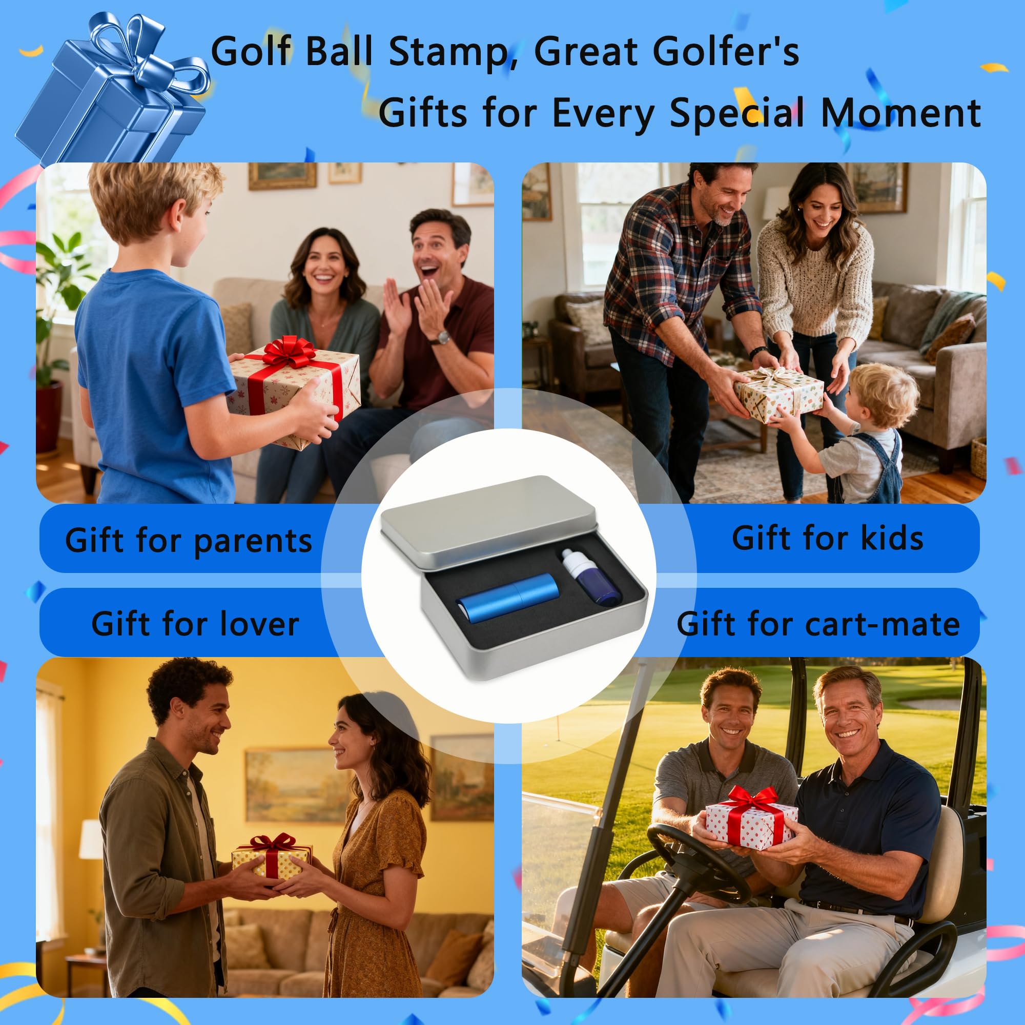 LACGO Timbro per palline da golf, autoinchiostrante riutilizzabile, accessori golf per uomini e donne