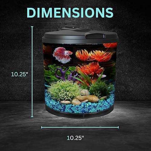 Miniatura 13 de Koller Products Juego de acuario AquaView 360 de plástico de 6 galones para peces tropicales, peces betta con iluminación LED y filtro de potencia