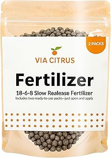 18-6-8 Slow Release Fertilizer for Indoor Plants - Citrus Plant Care, Granules Slow Release Fertilizer for Outdoor Plants, Flowers Plant, Houseplants, Garden Fertilizers by Via Citrus, 2 Pack