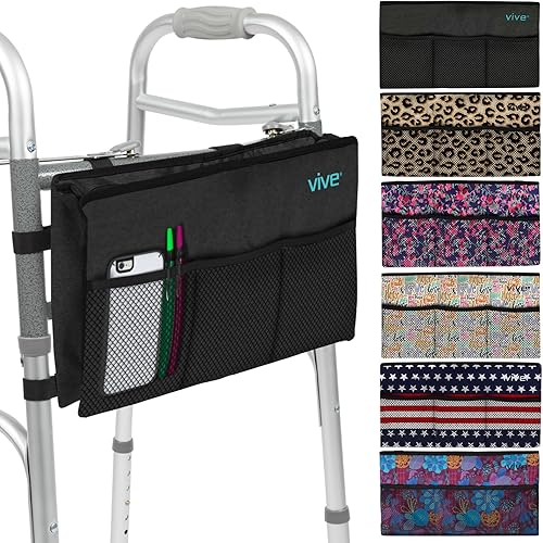 Vive Walker Bag - Accessories Wheelchair Basket Pouch (Water Resistant) - Seniors Caddy Accessory Attachment for Folding, Rolling Walkers - Carry Storage Carrier Tote - Lightweight, Universal Size