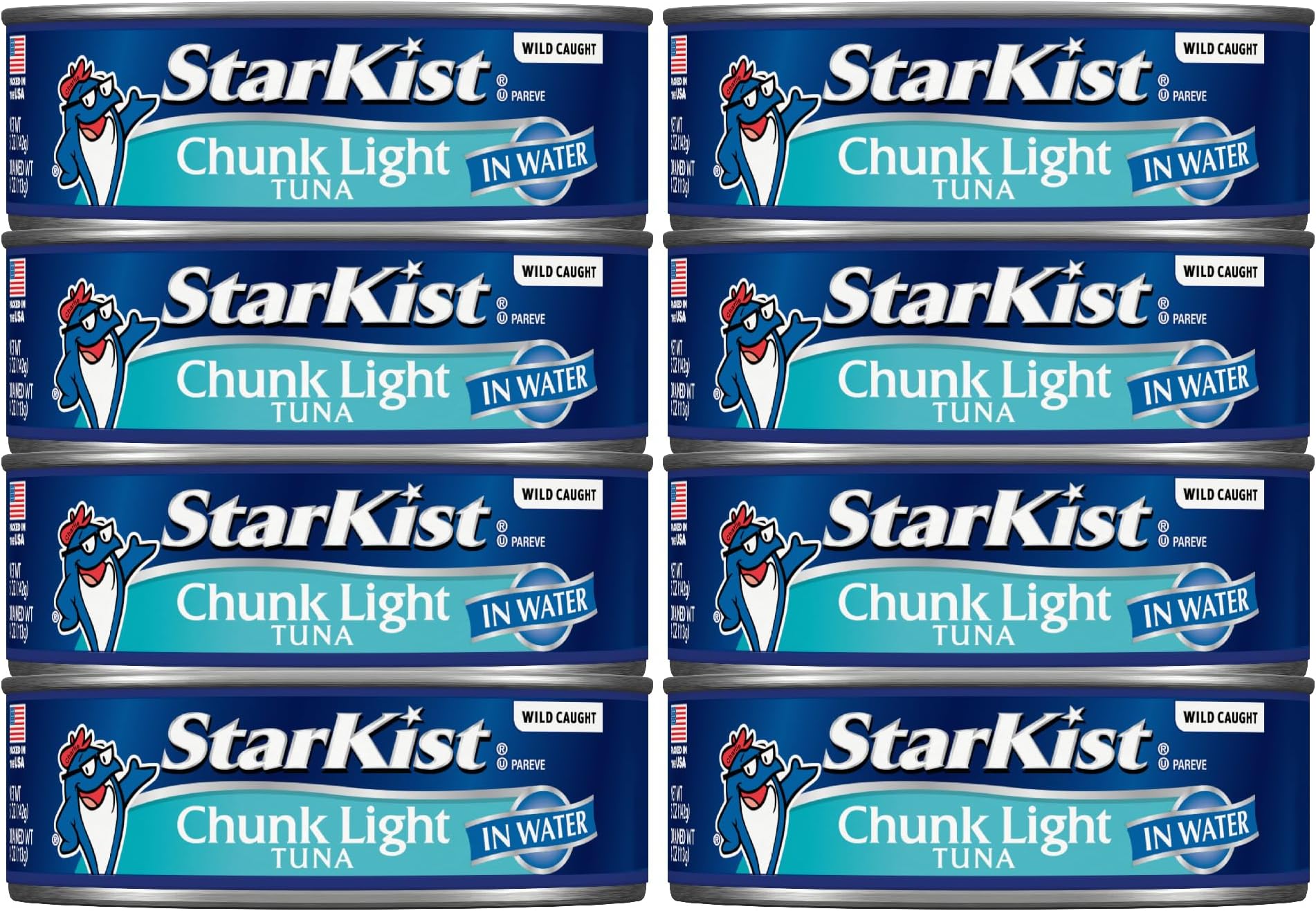 StarKist Chunk Light Tuna in Water, 5 oz (8 Pack) Canned Tuna Fish, Wild Caught, Gluten Free, Ready to Eat, Perfect for Salads, Keto Meals and Snacks, with 20g Protein & 90 Calories Per Serving