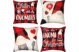 D-FantiX Premium Scandinavian Yule Santa Linen Gnome Christmas Pillow Covers - 2-Sided...