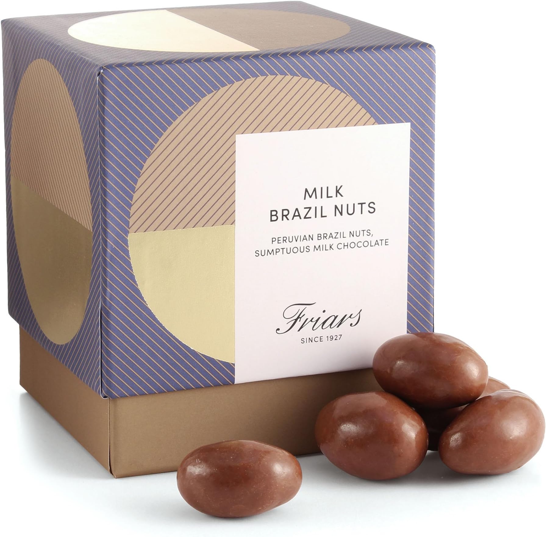 Friars Milk Chocolate Brazil Box - 375g Luxury Coated Peruvian Brazil Nuts | British Cocoa Hamper Gifts for Girlfriends, Men, Women, Friends & Mothers | Romantic Gift Set for a Birthday & Valentine's