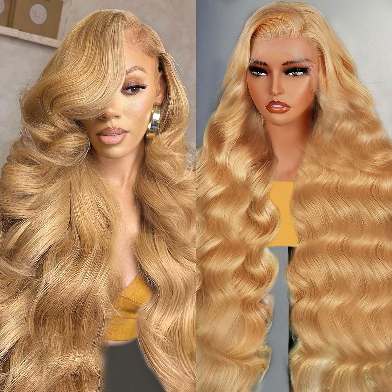 Honey Blonde Wig 13x6 Body Wave Lace Front Wigs Human Hair 24 Inch Wig-2 24-inch HD Lace
