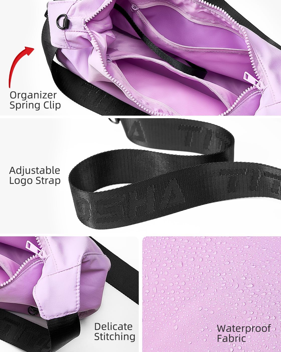 Titosha Medium Nylon Crescent Crossbody Bag for Women with Extended Adjustable Shoulder strap - Image 5