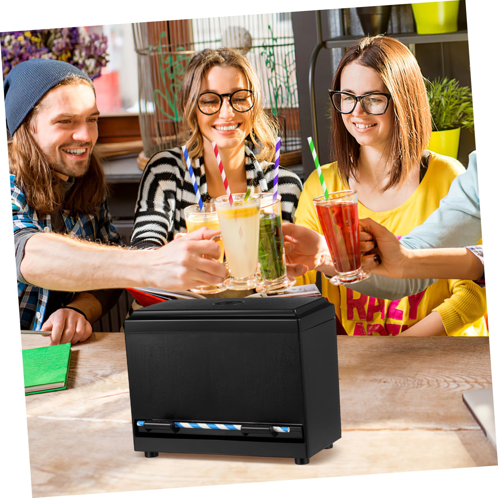 Automatischer Strohhalmspender Kunststoff Push Funktion Für Café Theke Trinkhalmhalter Aufbewahrungsbox