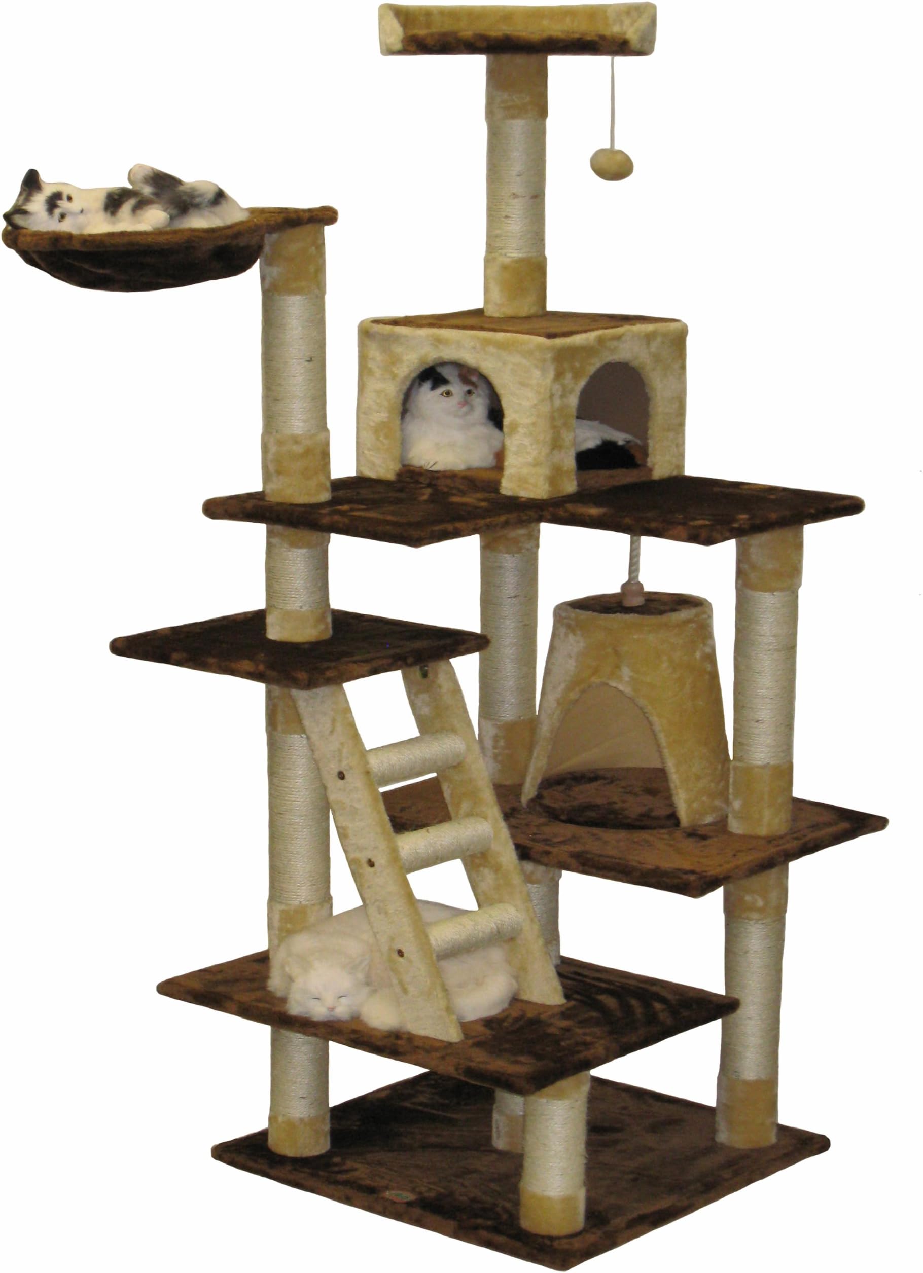 Go Pet Club Cat Condo, 72-Inch, Brown/Beige