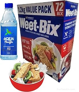 Weet-Bix 97% Whole Grain (1.2 Kg VALUE PACK 72 BIX) By Sanitarium Australia, Get a BONUS of Aqua Pacific Bottle Water From FIJI