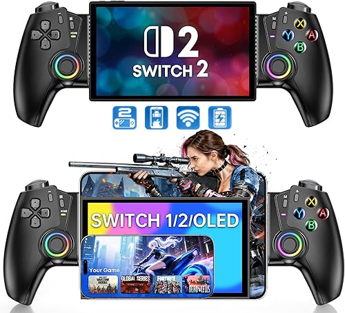 Miniatura 11 de Mobile Gaming Controller for iPhone 15/16 Series/Android/Switch 2/Switch/OLED/iPad Mini, Wireless Phone Controller with Hall Joysticks/Hall