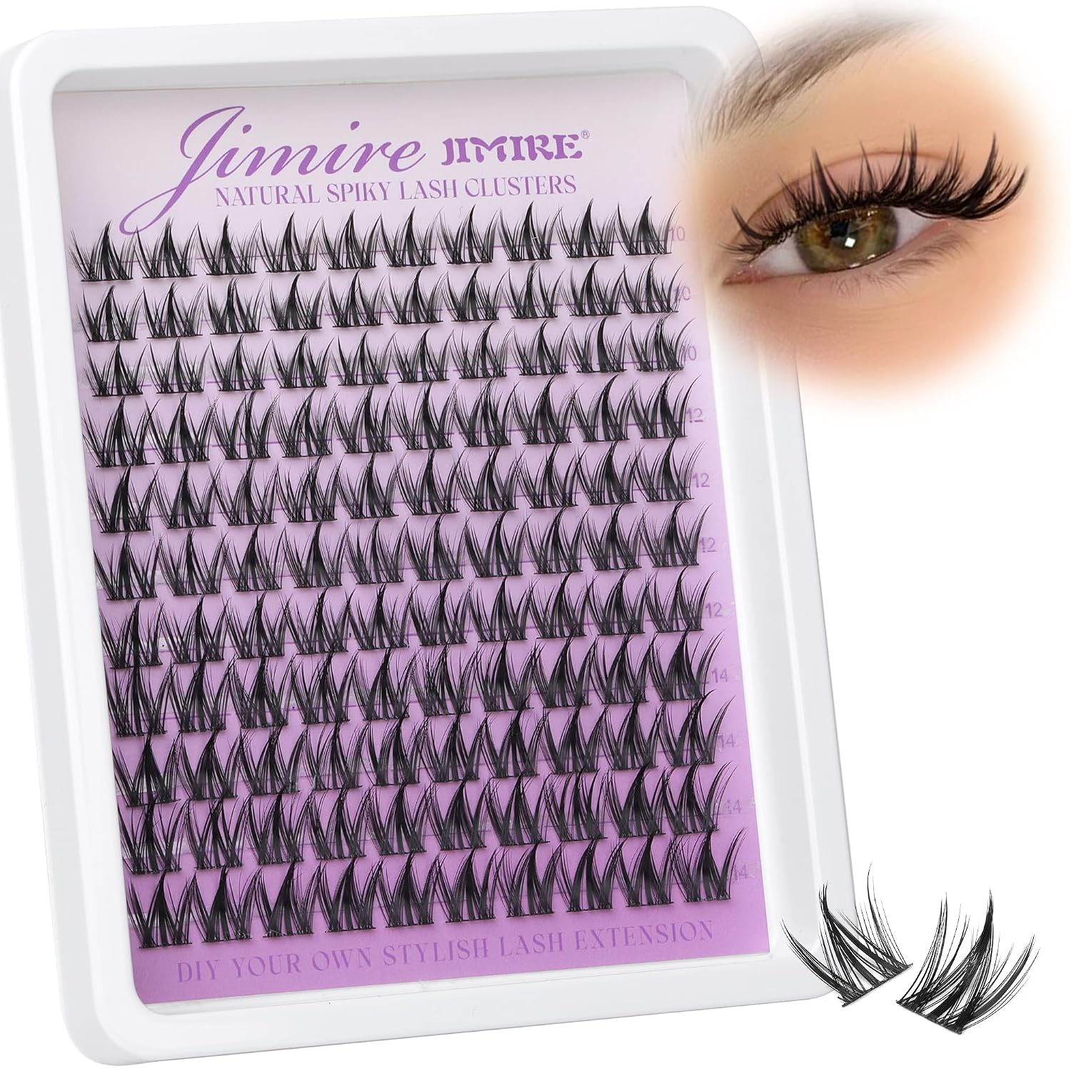 Manga Lash Clusters Natural Eyelash Clusters C Curly 10-14MM Fairy Cluster Eyelash Extensions with Spikes 110Pcs Wispy Individual Lashes Clusters DIY Natural Eyelashes Clusters at Home