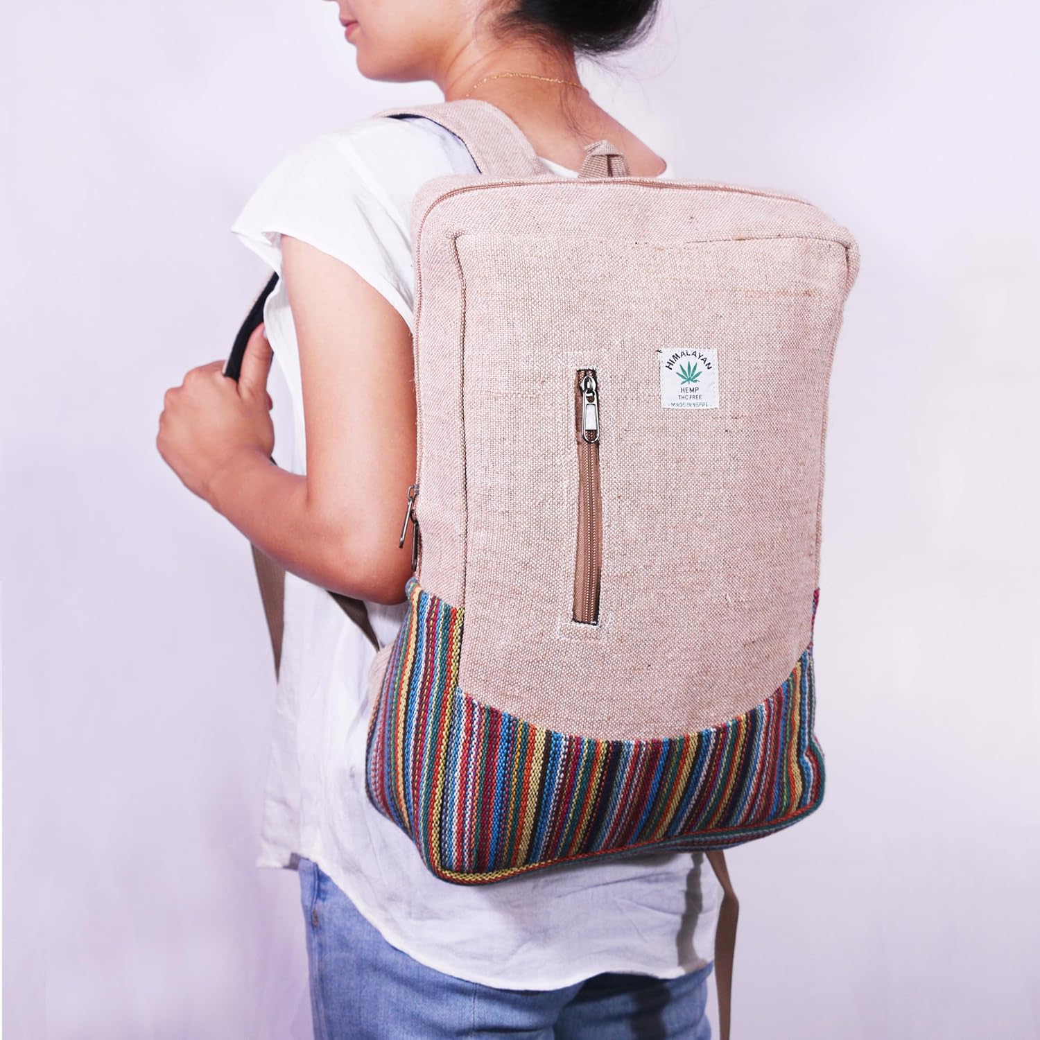 Anitya Hemp Backpack, Multi-Functional Pockets, Eco-Friendly, Unisex, Hiking Daypack, Durable Rucksack (AHLB011) - Image 5