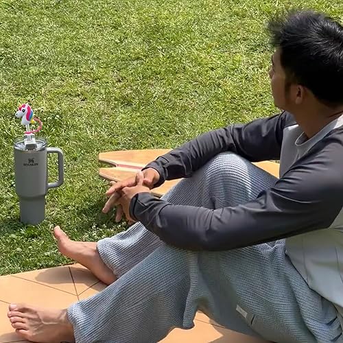 Miniatura 3 de Funda de popote de 0.394 pulgadas para copa Stanley, Amreich compatible con vaso Stanley 20, 30, 40 onzas, diseño de unicornio, tapa de popote de