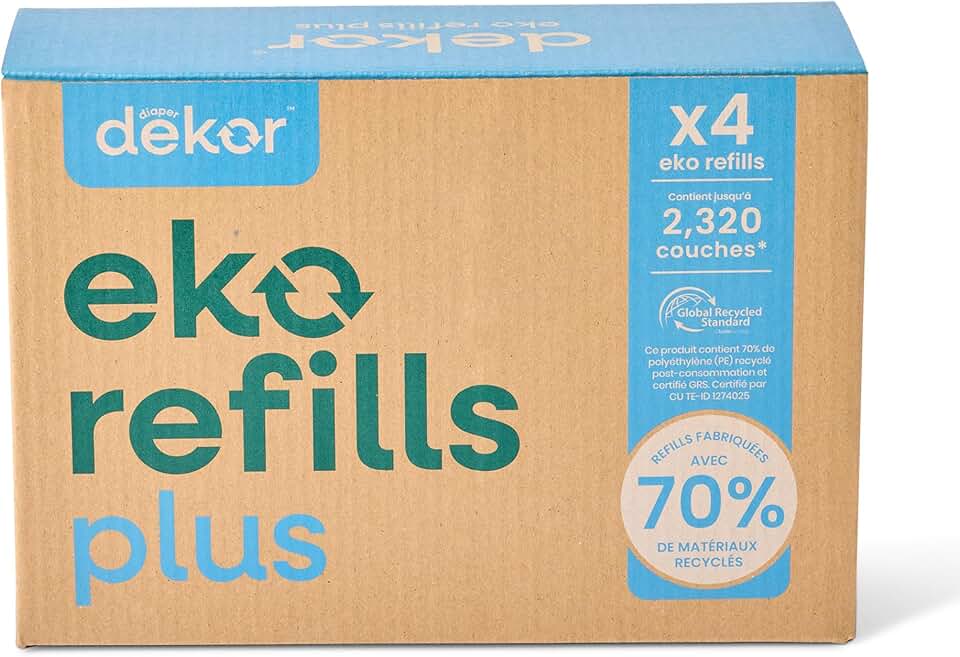 Diaper Dekor Plus Diaper Pail Refills | 4 Count Unscented | Exclusive End-of-Liner Marking | Thick, Quick & Easy to Replace | Most