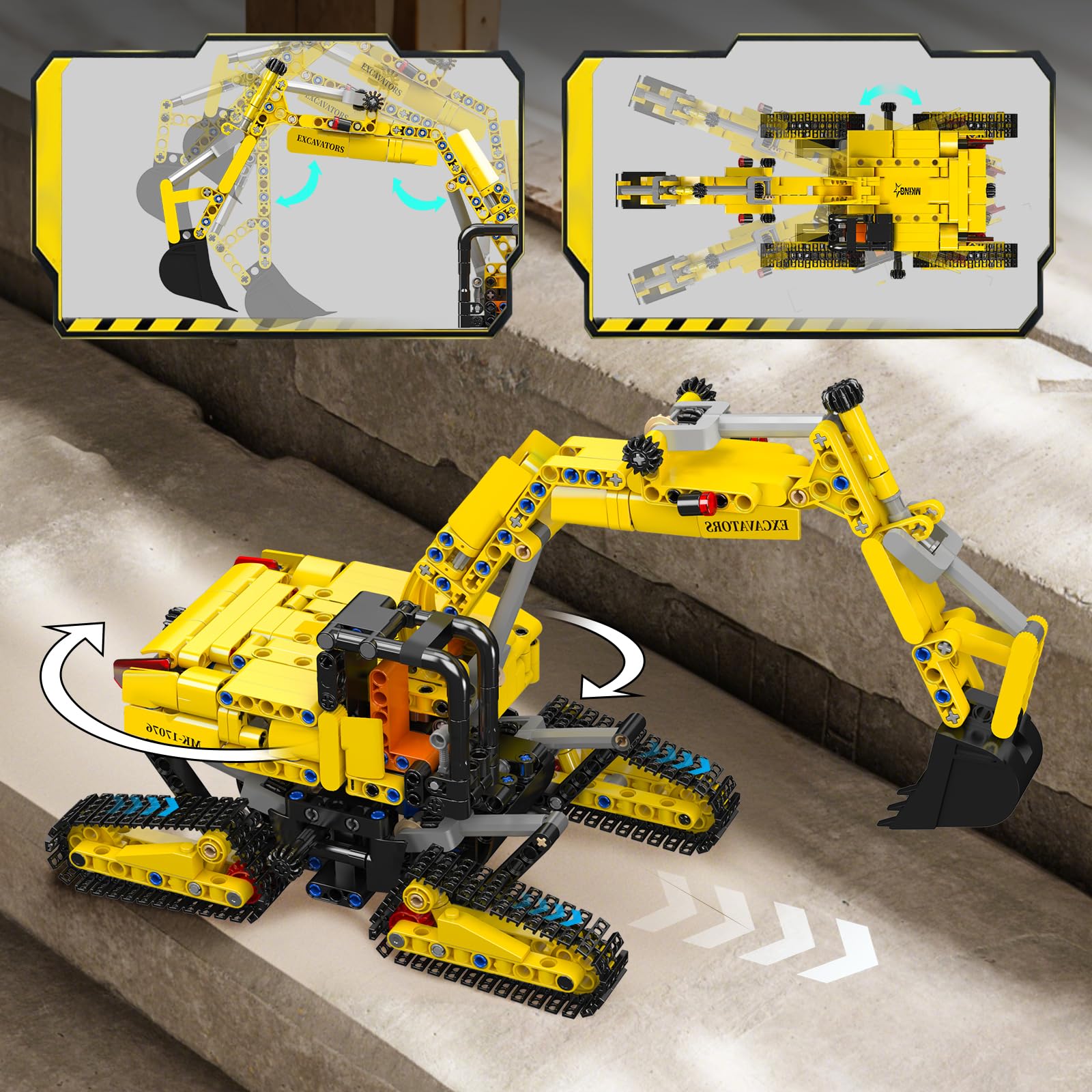 Mould King 17076 Technik Excavadora, Modelo de Excavadora de orugas, Modelo de camión motorizado, Bloques de construcción para niños y niñas a Partir de 14 años (versión estática)