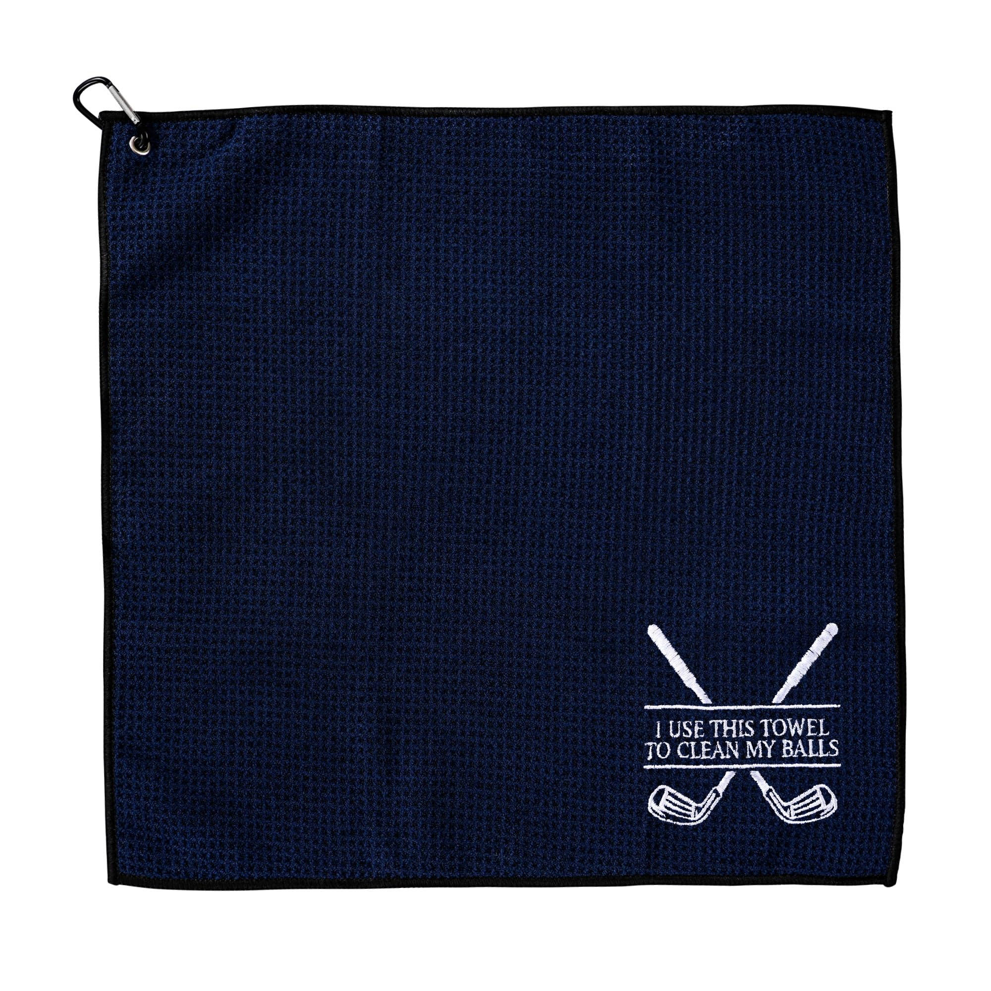 Esseur Embroidered Golf Towel With Hooks, 15.7x15.7 Inch, I Use This Towel To Clean My Balls, Golf Gifts for Golf Lovers Dad Husband (Blue-Style 1)