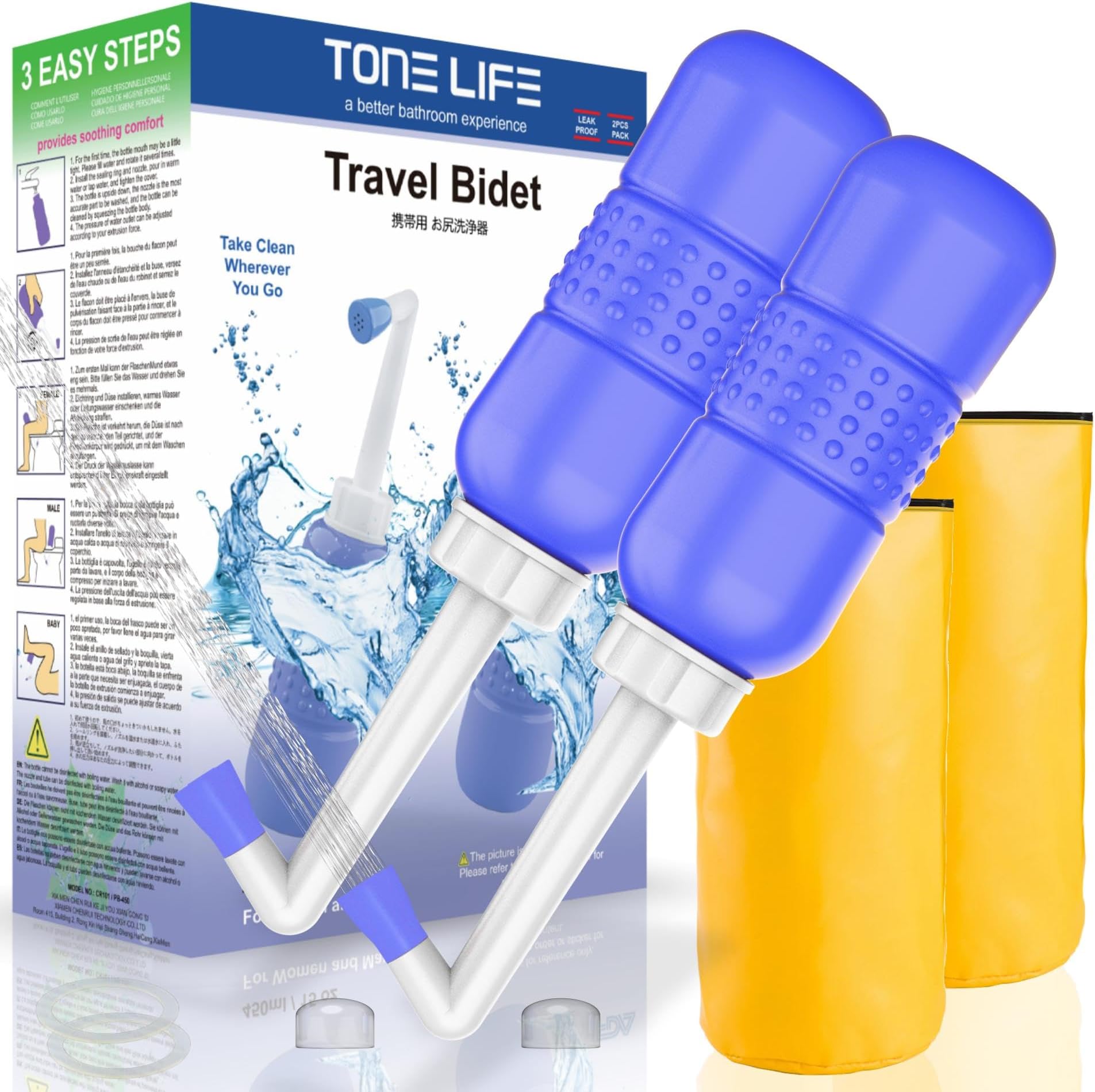 2PCS-Pack Upside Down Peri Bottle for Postpartum Care 300ML - Travel Bidet Bottle - Portable Bidets for for New Baby,Perineal Recovery and Cleansing After Birth