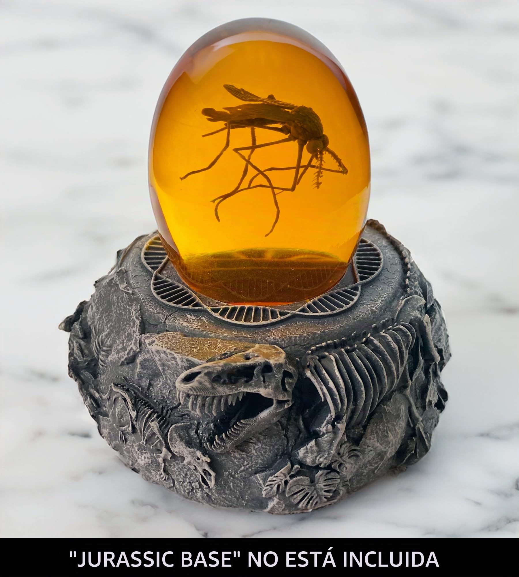 VEOJEIN Mosquito jurásico 3D – Mosquito en ámbar – Jurásico Realista Coleccionable – Pisapapeles de Resina de Fondo Plano – ADN de Dinosaurio