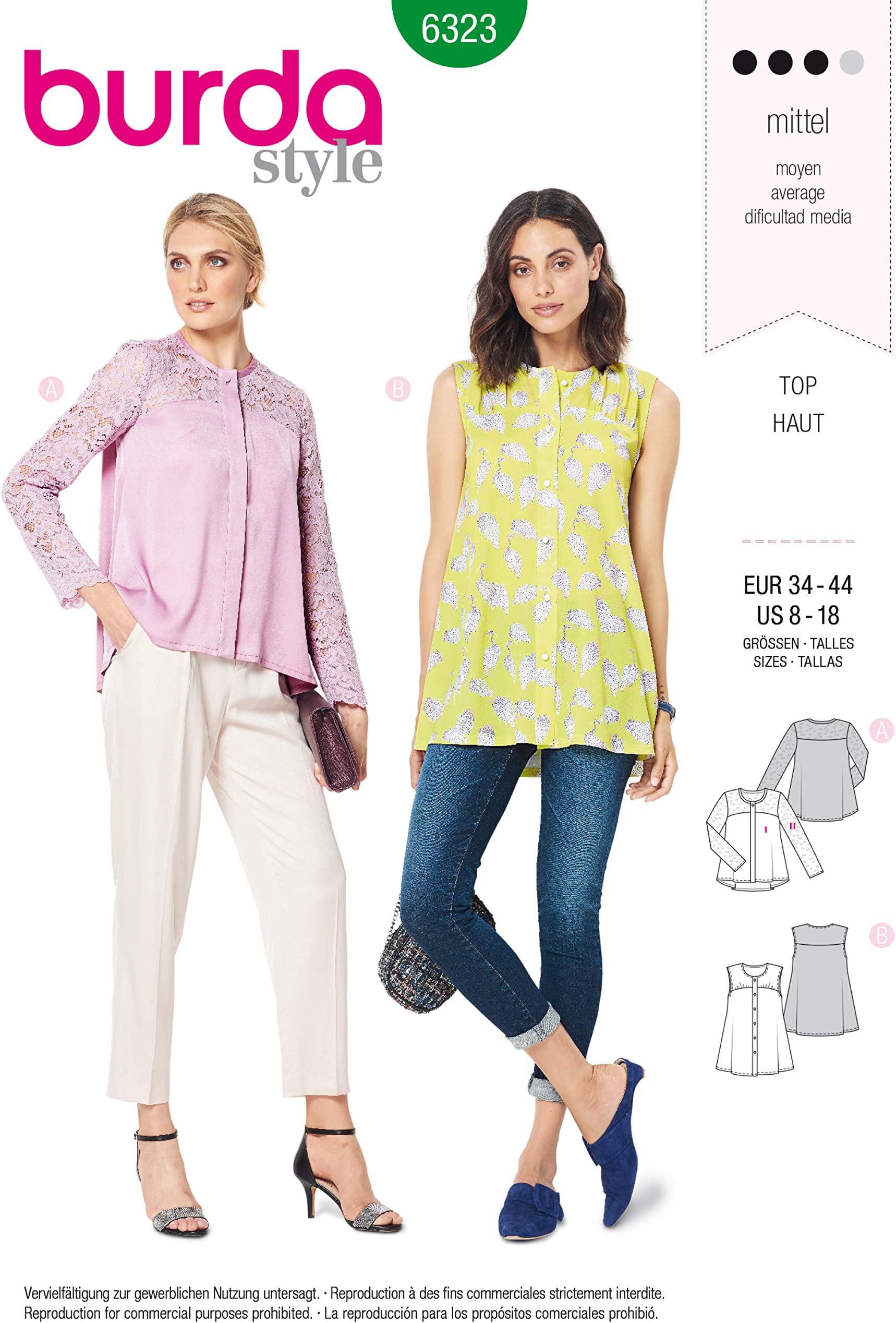 Burda StyleSewing Pattern 6323 - Misses' Blouse with Yoke, A(8-10-12-14-16-18)