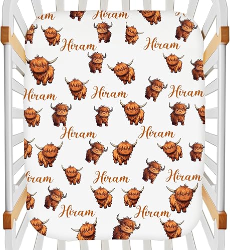 Miniatura 7 de Sábanas personalizadas para paquete y juego con nombre del monograma, sábanas bajeras personalizadas para colchón de vaca, vaca, vaca, de las