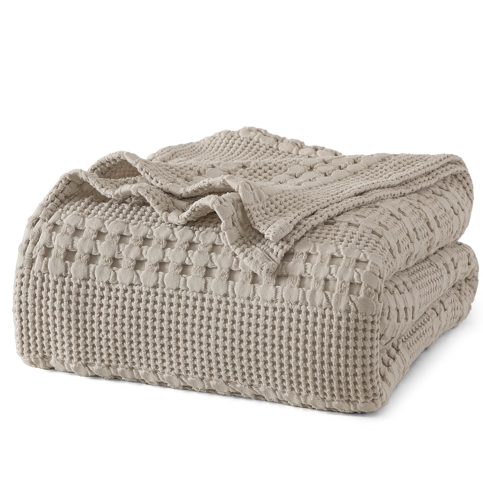 PHF 100% Cotton Waffle Weave Blanket King Size for Bed, Soft Lightweight & Breathable for Spring and Summer, All-Season Comfort, Luxury Aesthetic Blanket for Home Decor, 108"x90", Pearl Gray