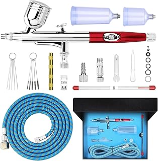 Airbrush Multi-Purpose Professional Kit with 2 Nozzle Sets (0.3 & 0.5mm Needles, Fluid Tips and Air Caps),Dual-Action Gravity Feed Air Brush Sets,20cc 40cc Cup,Cutaway Handle