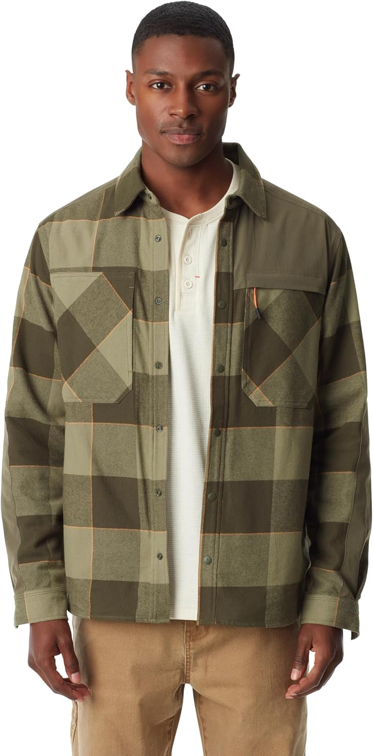 BASS OUTDOOR mens Heavey Weight Snap Front Shacket With 4 Pockets Standard