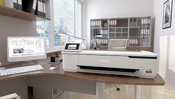طابعة رسم تخطيطي CAD لاسلكية لسطح المكتب مقاس 24 بوصة من Epson SureColor T2170 | رأس طباعة PrecisionCore | أحبار متينة متعددة الصبغات