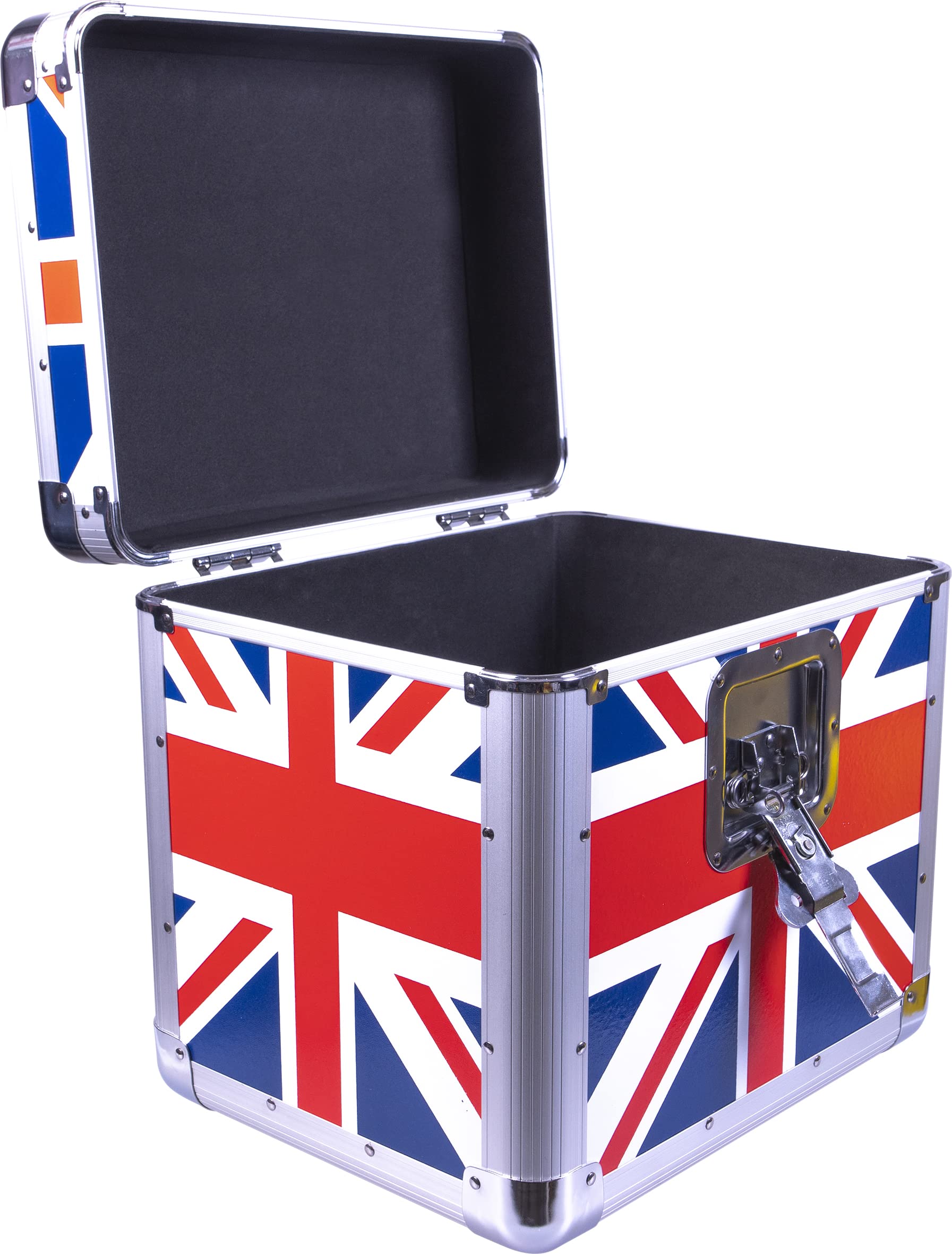 Euro Style Album Case tiene capacidad para 70 discos con bisagras de elevación y un cierre de mariposa, diseño de Union Jack